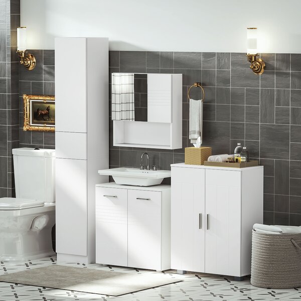 Kleankin Pedestal Under Sink Cabinet: Bathroom Vanity Storage Cupboard with Adjustable Shelf, White Colour Aosom UK