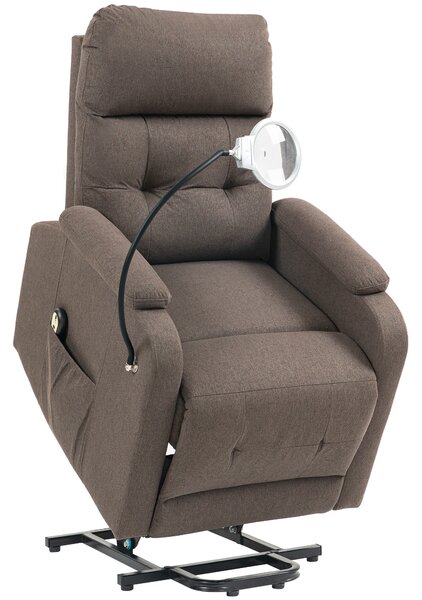 HOMCOM Electric Rise/Recline Armchair, with Reading Light - Brown