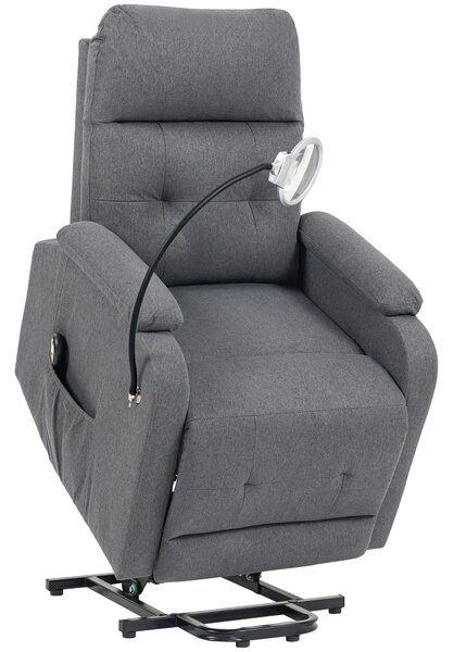 HOMCOM Electric Rise/Recline Armchair, with Reading Light - Grey