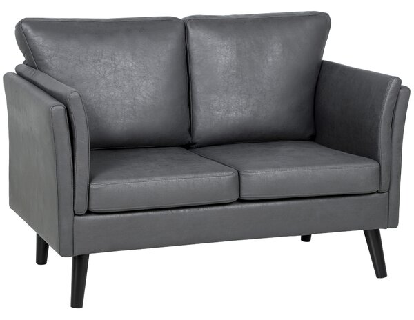 HOMCOM Two-Seater Leathaire Sofa - Grey