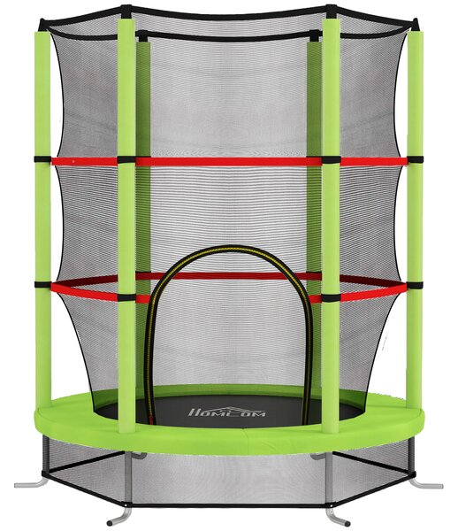 HOMCOM Kids Trampoline, with Enclosure Net, Steel Frame, for Ages 3-6 Years - Green