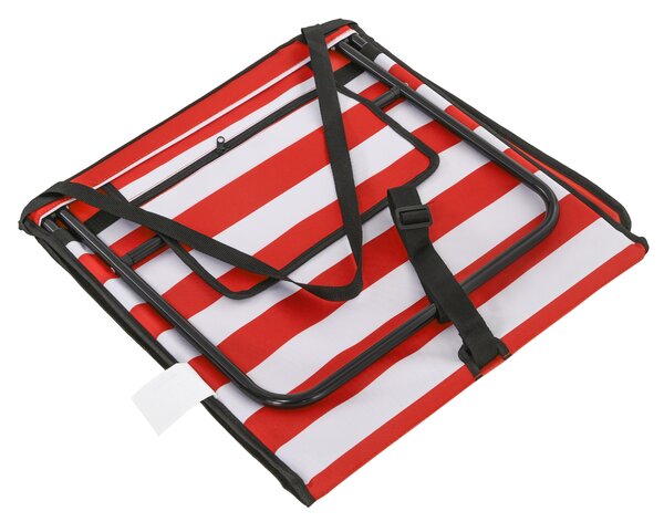 Outsunny Set of 2 Foldable Garden Beach Chair Mat, Outdoor Sun Lounger Seats with Adjustable Back, Magazine Pocket, Carry Bag