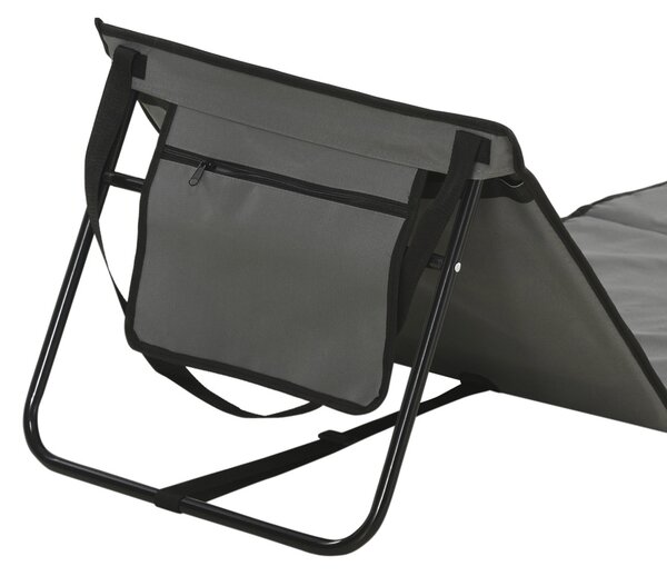 Outsunny Set of 2 Foldable Garden Beach Chair Mat, Outdoor Sun Lounger Seats with Adjustable Back, Magazine Pocket, Carry Bag