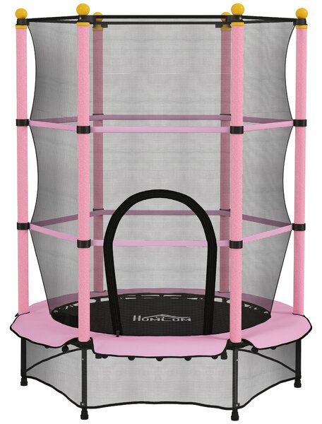 HOMCOM 4.6FT/75" Kids Trampoline, Indoor Outdoor Toddler Trampoline, with Safety Enclosure, Springless design - Pink Aosom UK