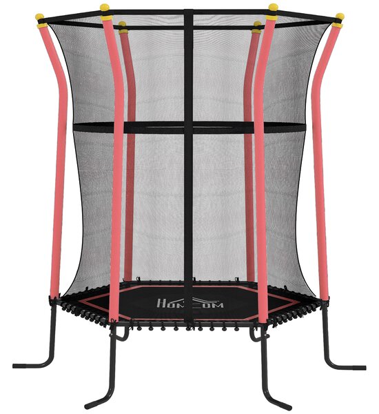 HOMCOM Kids Trampoline Mini Bouncer with Enclosure Safety Net For Ages 3-10 Years - Red Aosom UK