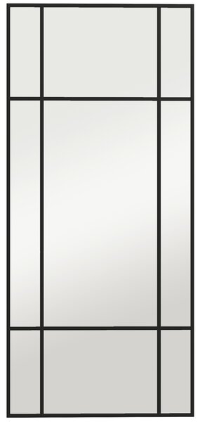 HOMCOM Decorative Grid Wall Mirror, with Back Hooks - Black
