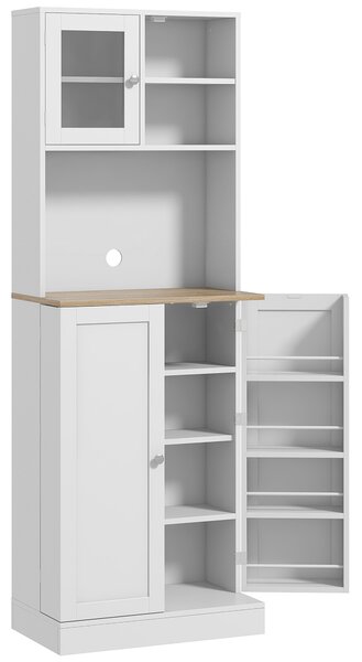 HOMCOM Two-Part Kitchen Storage Cabinet - White