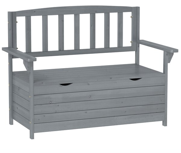 Outsunny Two-Seater Garden Storage Bench - Grey