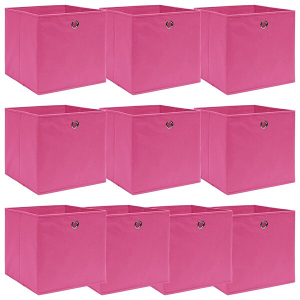 Storage Boxes 10 pcs Pink 32x32x32 cm Fabric