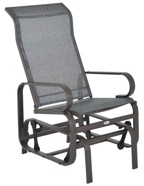 Outsunny Outdoor Gliding Rocking Chair with Sturdy Metal Frame Garden Comfortable Swing Chair for Patio, Backyard and Poolside, Grey