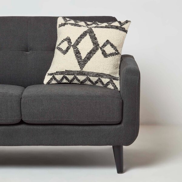 Homescapes Veria Handwoven Black Kilim Cushion with Cushion Insert