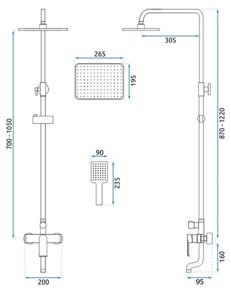 Shower set REA HASS Gold