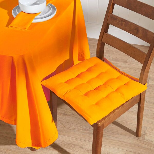 Homescapes Plain Cotton Orange Tablecloth, 70 Inches Round