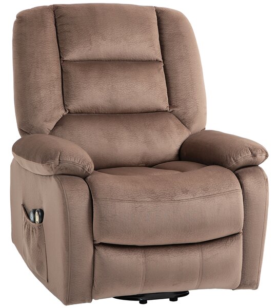 HOMCOM Electric Riser and Recliner Chair with Vibration Massage, Heat, Side Pocket, Brown