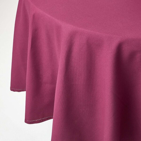 Homescapes Plain Cotton Plum Tablecloth, 70 Inches Round