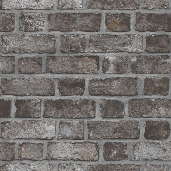Noordwand Homestyle Wallpaper Brick Wall Black and Grey