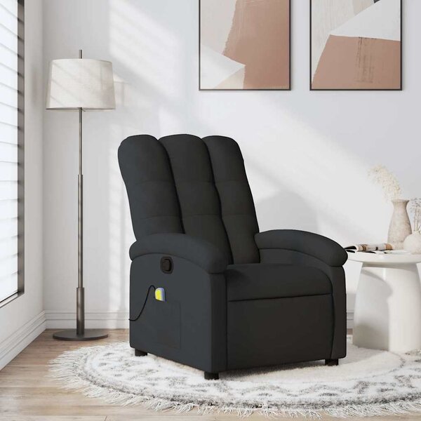 Massage Recliner Chair Black Fabric