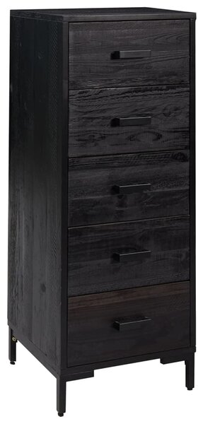 Chest of Drawers Black 42x35x110 cm Solid Pinewood