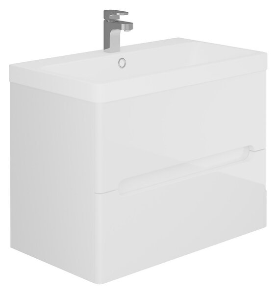 Bathstore Skye 800mm Wall Hung 2 Drawer Vanity Unit and Basin - White