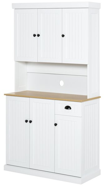 HOMCOM Kitchen Storage Cabinet, Modern Cupboard with Microwave Shelf, Drawer and Cabinets, Ideal for Kitchen Organisation, White