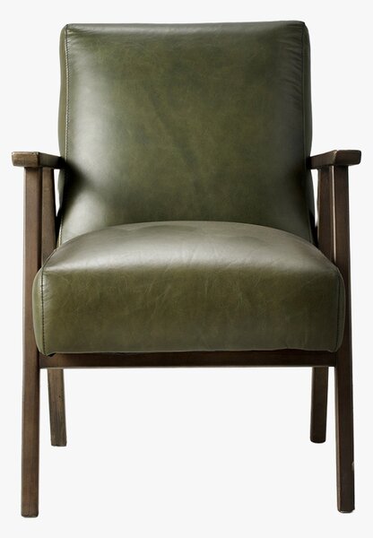 Dan Leather Armchair in Pine Green
