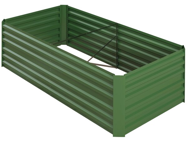 Outsunny Raised Beds for Garden, Galvanised Steel Outdoor Planters with Multi-reinforced Rods, 180 x 90 x 59 cm, Green