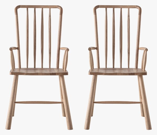 Rebecca Oak Dining Chair with Arms - Set of Two