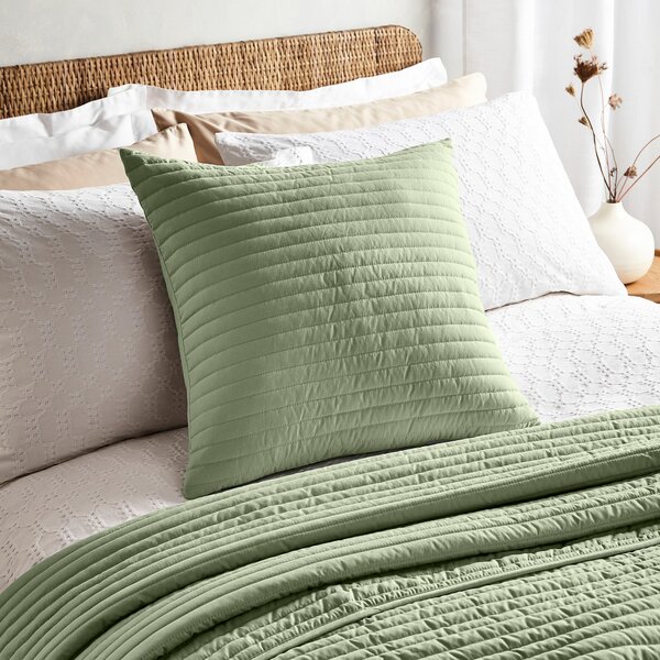 Bianca Quilted Lines Filled Cushion 55cm x 55cm Sage Green