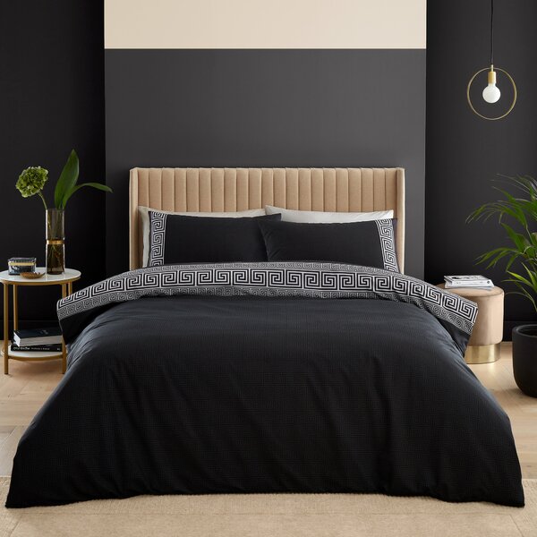 Catherine Lansfield Artemis Duvet Cover Bedding Set Black