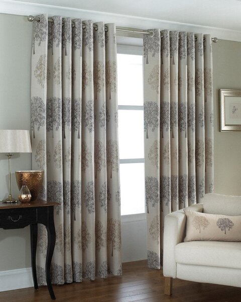 Oakdale Ready Made Lined Eyelet Curtains Silver