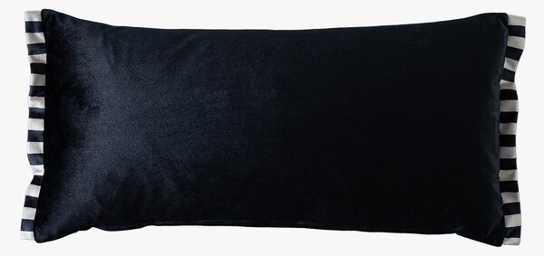 Chana Velvet Cushion with Contrast Fringe in Black