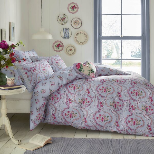 Cath Kidston Affinity Floral Duvet Cover Bedding Set Sky Blue