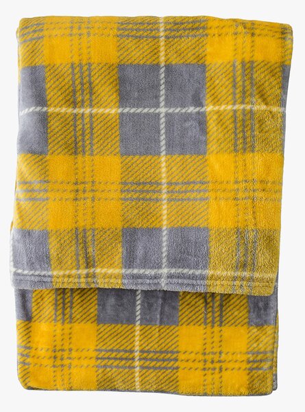 Jericho Checked Flannel Throw in Silver and Yellow