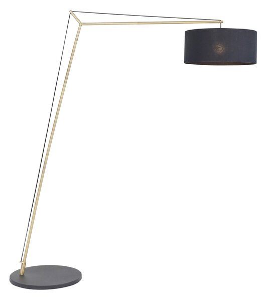 Antonios Large Brass Floor Lamp with Black Shade