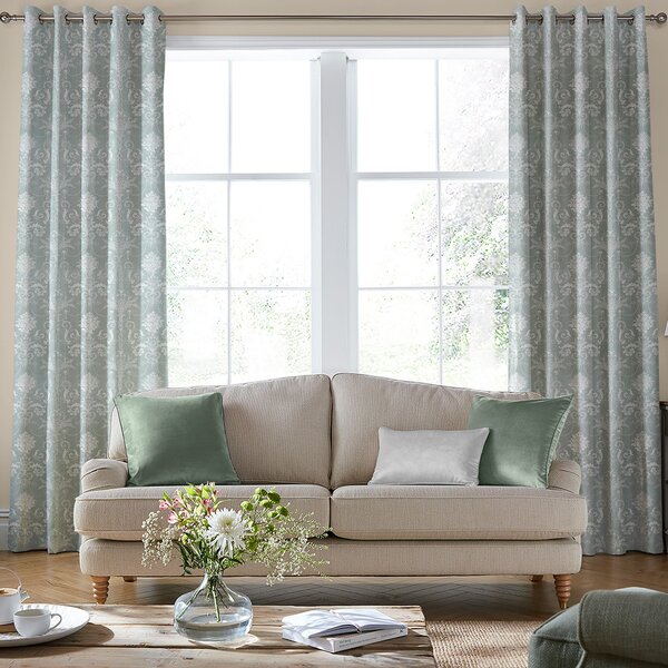 Laura Ashley Josette Woven Made to Measure Curtain Grey Green