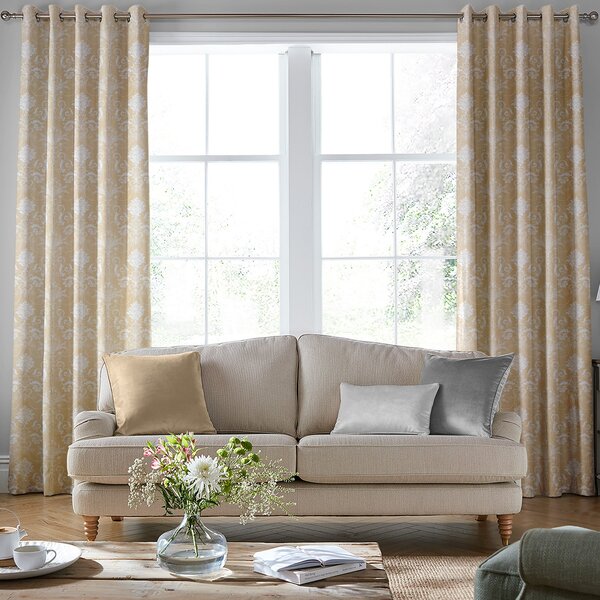Laura Ashley Josette Woven Made To Measure Curtains Gold