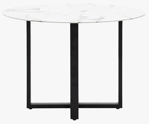 Crisscross Dining Table in White Marble