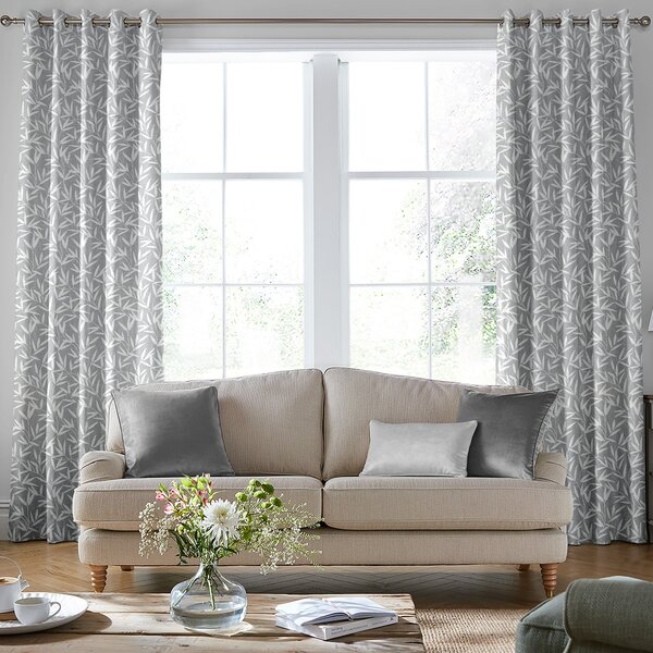 Laura Ashley Willow Leaf Chenille Made to Measure Curtain Steel
