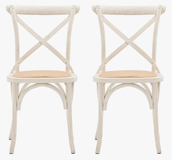 Theodore Rattan Dining Chair in White - Set of 2