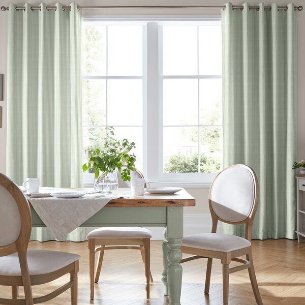 Laura Ashley Candy Stripe Made to Measure Curtain Bottle Green