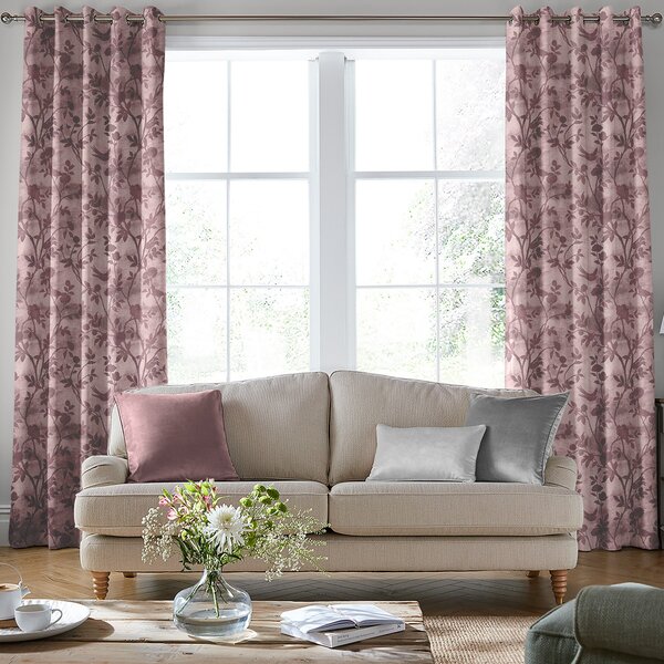 Laura Ashley Eglantine Silhoutte Woven Made To Measure Curtains Mulberry
