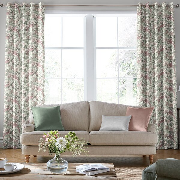Laura Ashley Osterley Birds Made to Measure Curtain Mulberry