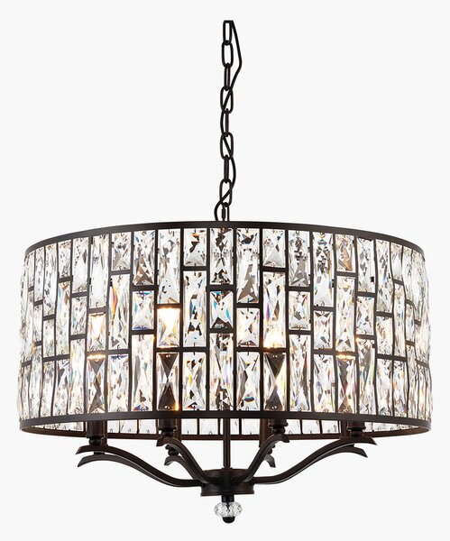 Miranda Large Clear Crystal Pendant in Dark Bronze