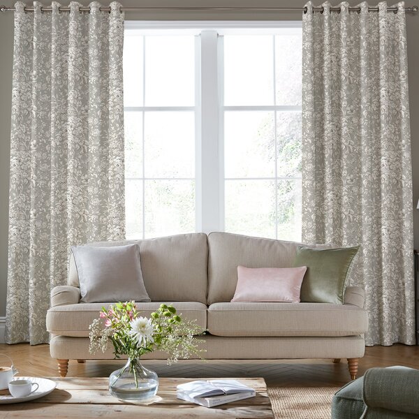 Laura Ashley Heledd Blooms Made to Measure Curtain Dove Grey