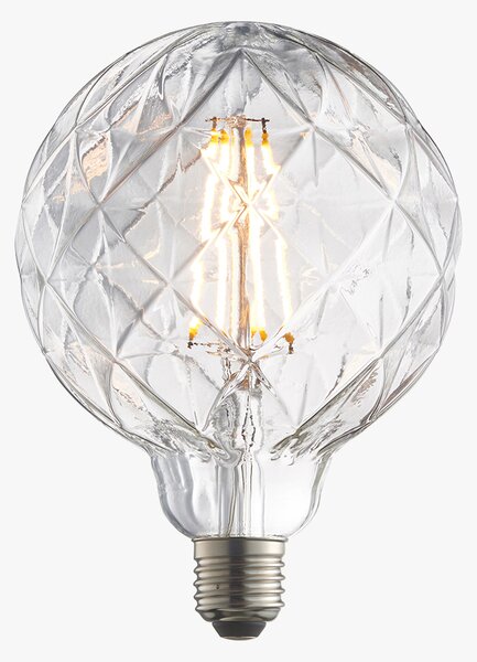 Garnet LED grooved globe shaped bulb with clear glass
