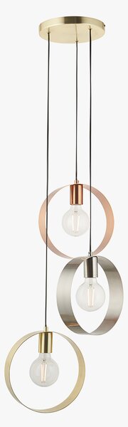 Magus 3 light Pendant in Brushed Brass & Brushed Nickel