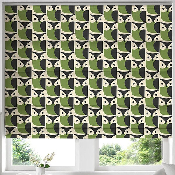 Orla Kiely - Owl Chalky Roman Blind Green