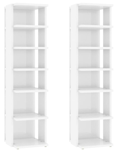 Shoe Cabinets 2 pcs High Gloss White 27.5x27x102 cm