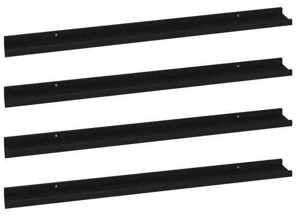 Wall Shelves 4 pcs Black 100x9x3 cm