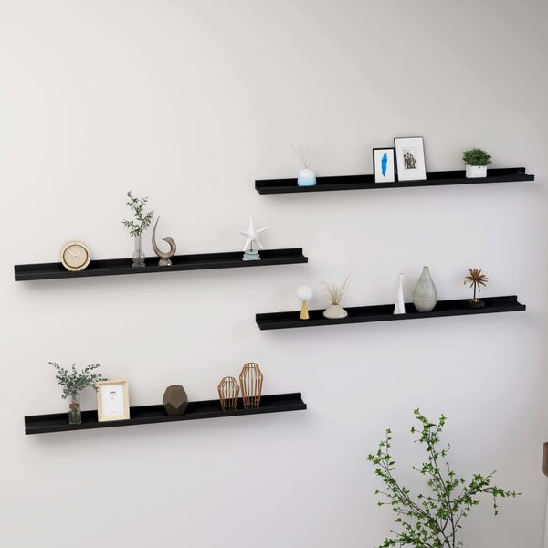 Wall Shelves 4 pcs Black 100x9x3 cm